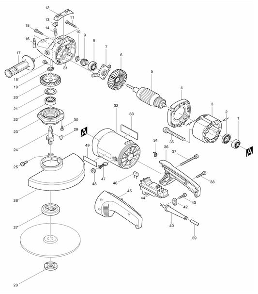 9029 Angle Grinder Assembly Parts