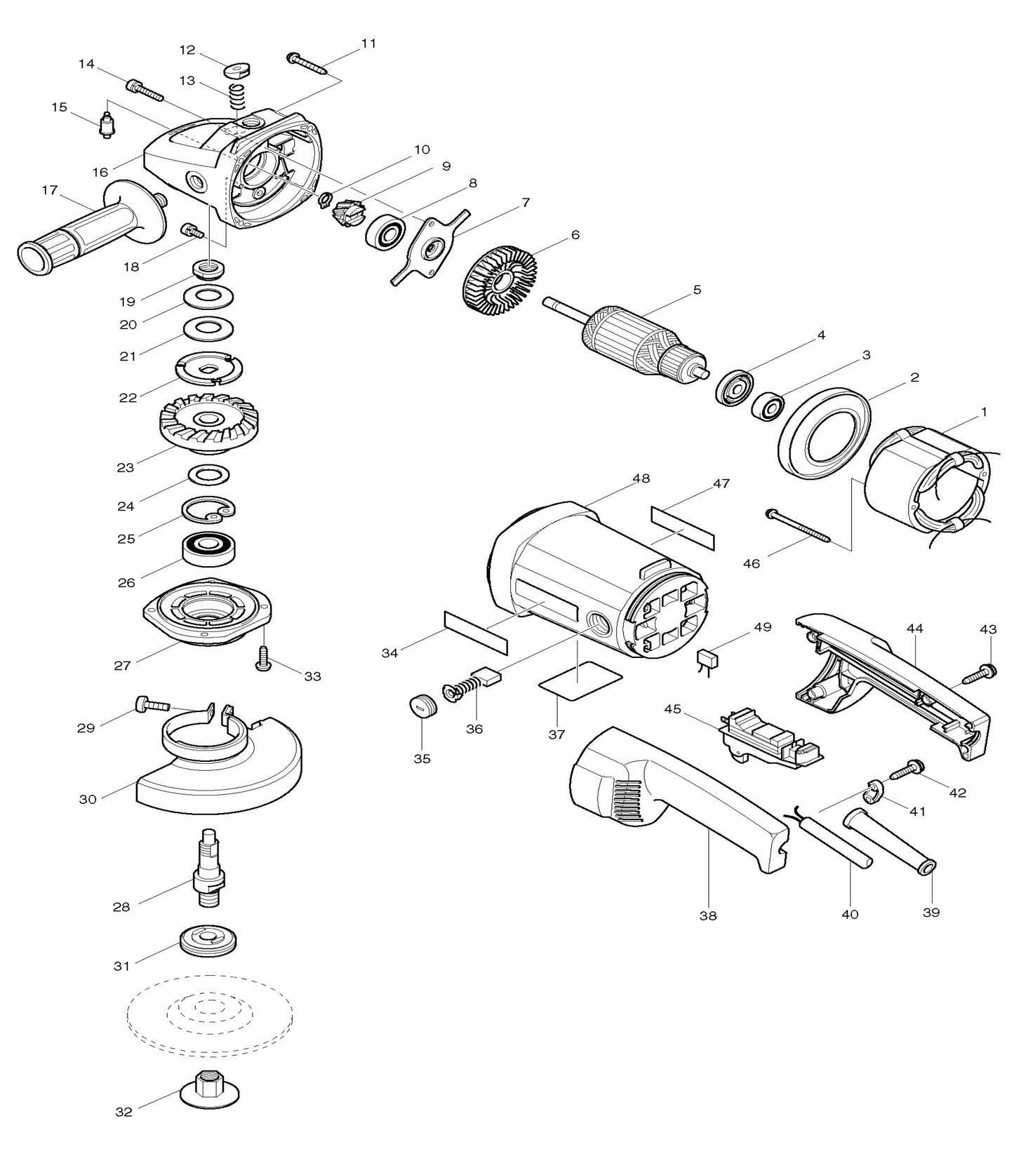 9047L Angle Grinder Assembly Parts