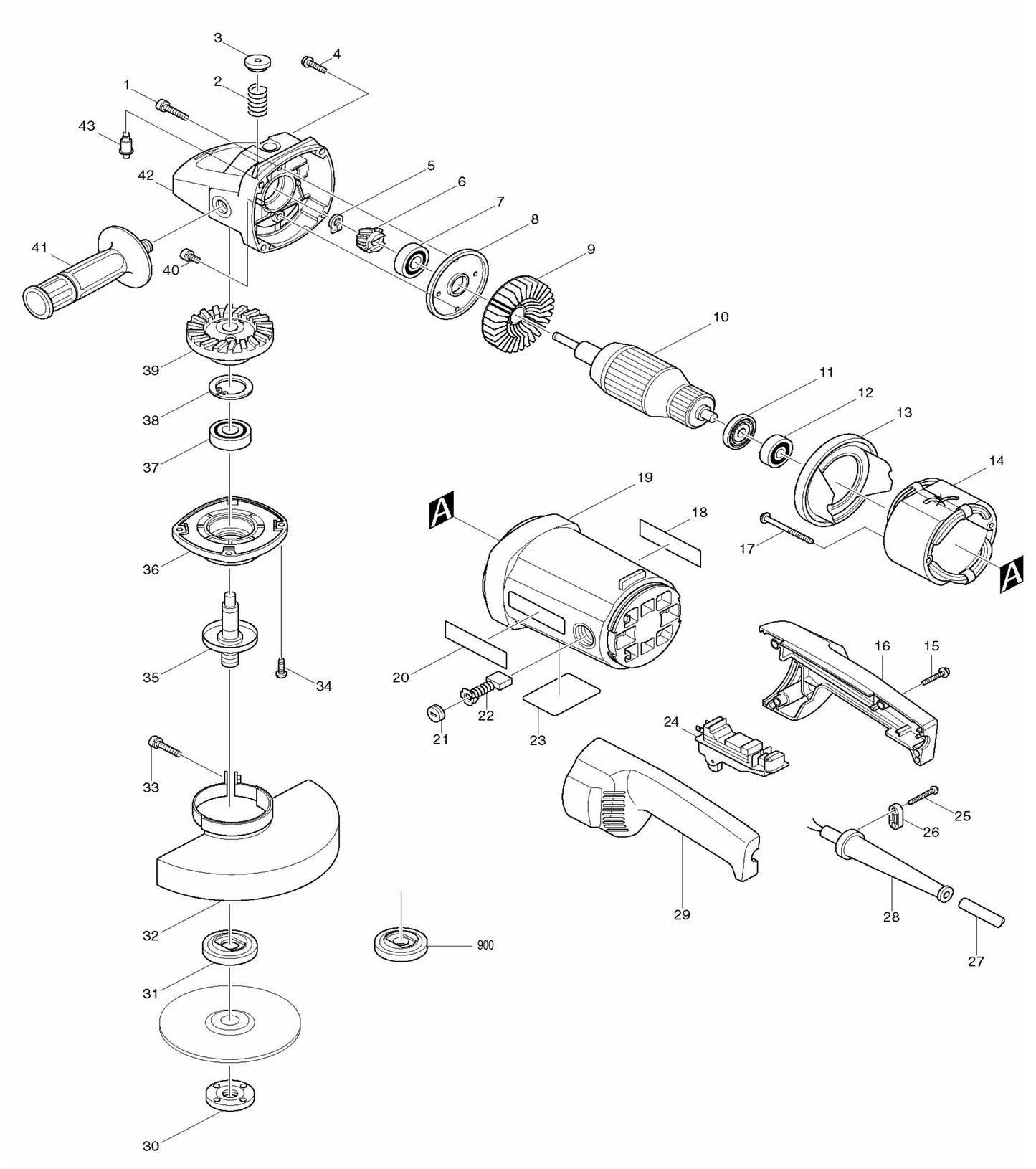 9069 Angle Grinder Assembly Parts