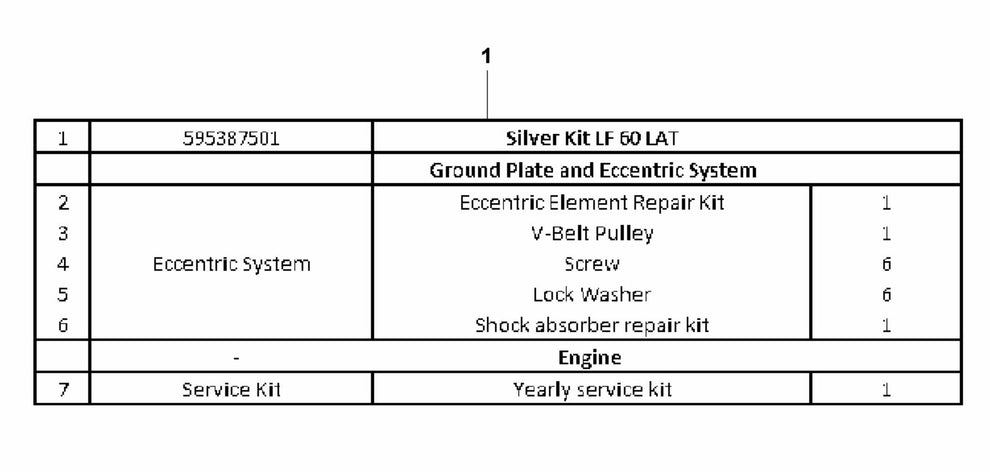 LF 60 LA Silver Kit Assembly Parts by Husqvarna