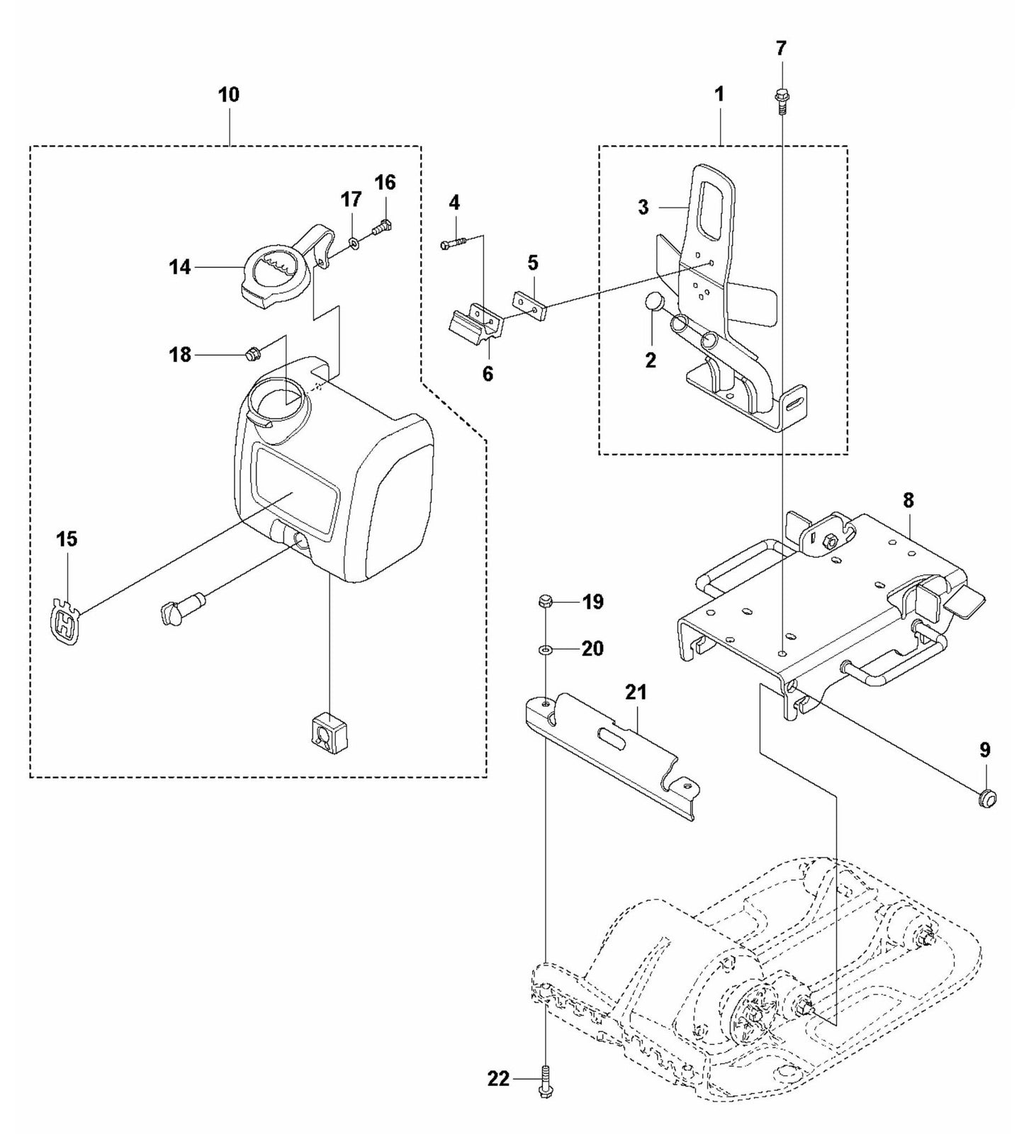 LF 60 Lifting Eye, Engine Plate and Sprinker System Assembly Parts by Husqvarna