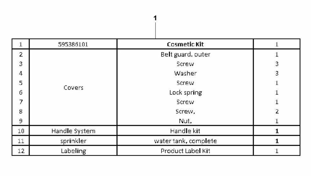 LF 60 LA Cosmetic Kit Assembly Parts by Husqvarna