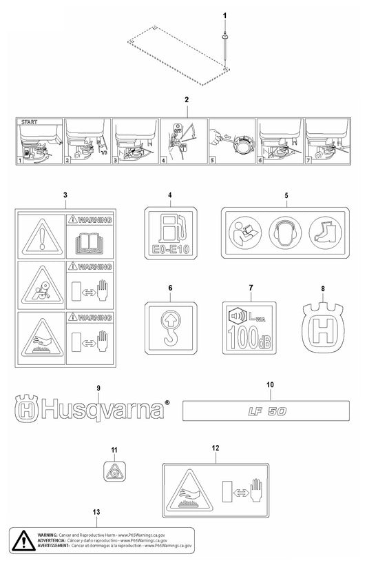 LF 60 Decals Assembly Parts by Husqvarna