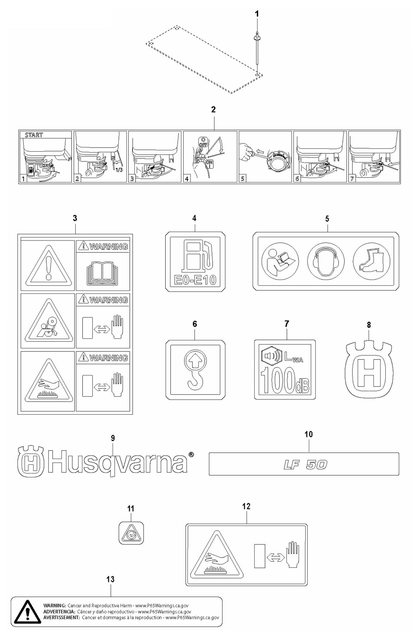 LF 60 LA Decals Assembly Parts by Husqvarna