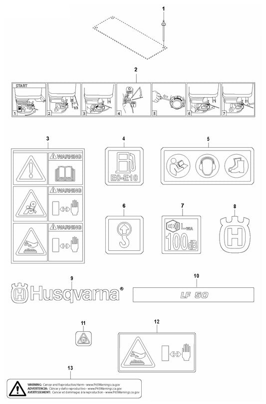 LF 60 LA Decals Assembly Parts by Husqvarna