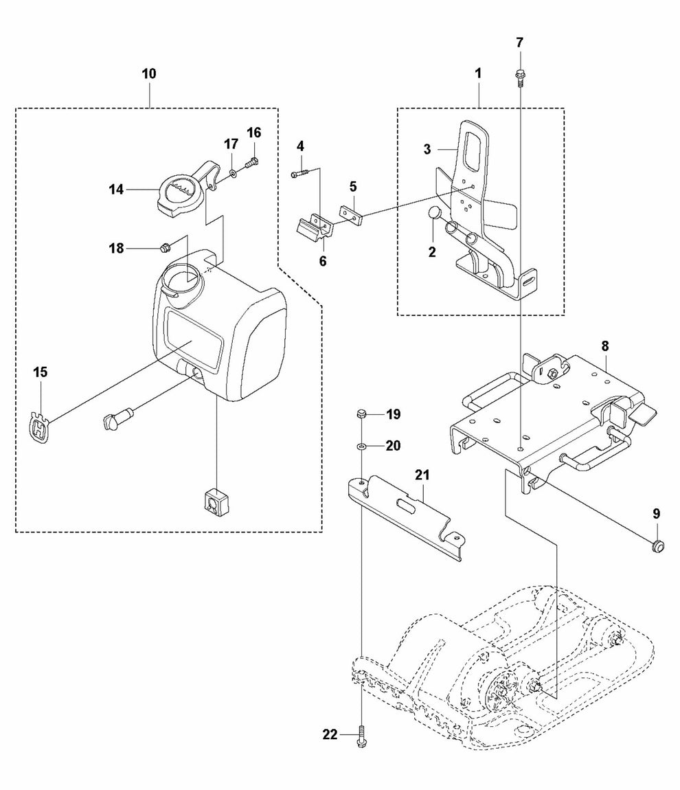 LF 60 LA Lifting Eye, Engine Plate and Sprinker System Assembly Parts by Husqvarna