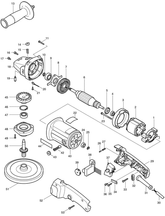 9227CY Sander Polisher Assembly Parts By Makita