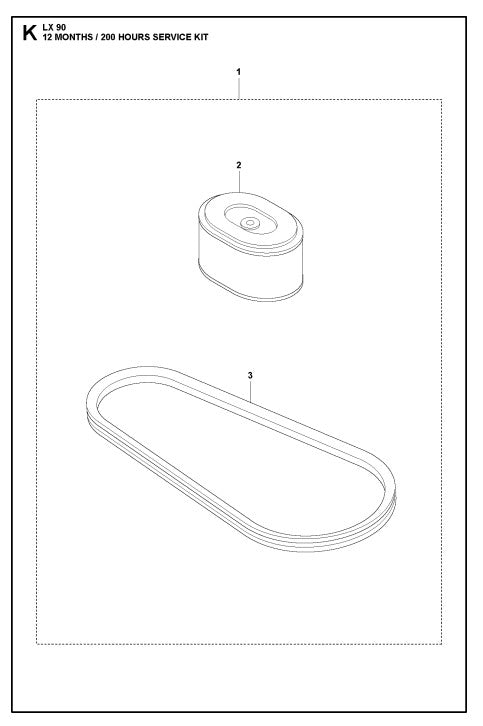 12 Months/ 200 Hours Service Kit Assembly Parts For LX90 Compaction Rammers By Husqvarna