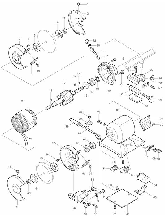 9300 Grinder Assembly parts By Makita