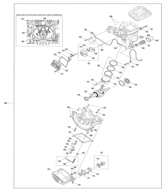 EK7651H, EK7651HD Piston, Oil Case, Crankshaft, Short Block Assembly Parts