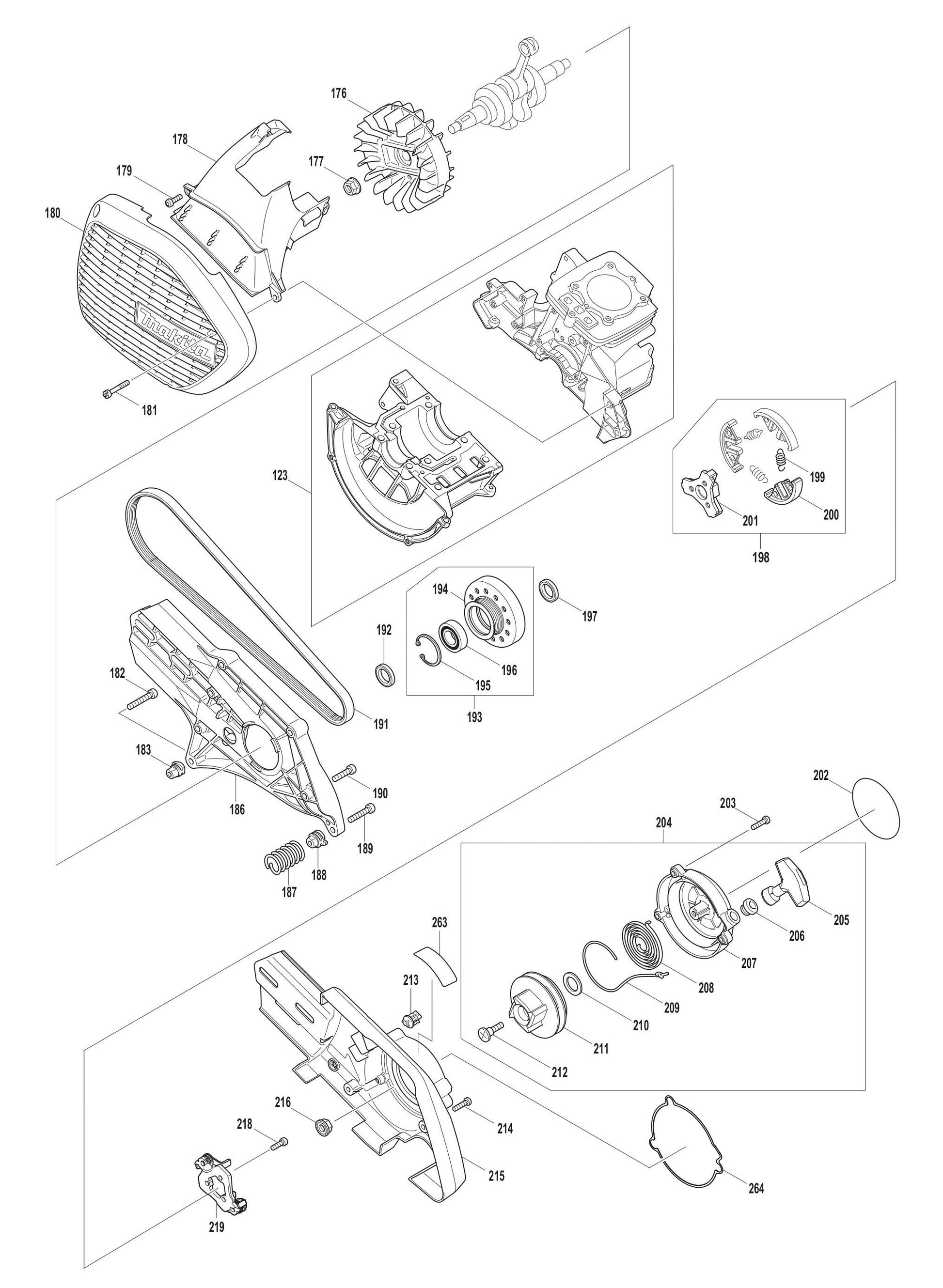 EK7651H, EK7651HD Starter, Cylinder, Flywheel, Clutch Assembly Parts