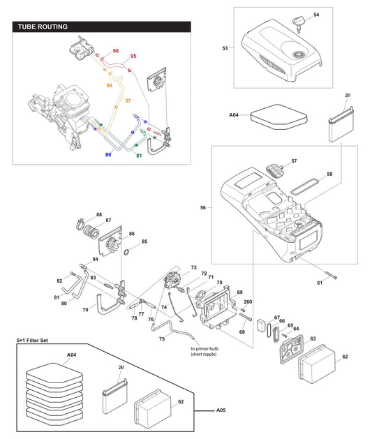 EK7651H, EK7651HD Hood, Air Filter, Carburetor Assembly Parts