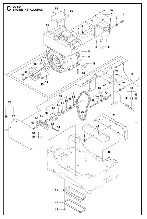 Engine Installation Assembly Parts For LG 504 Reversible Plate Compactor By Husqvarna