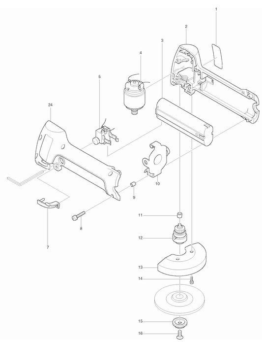 9500D Cordless Grinder Assembly Parts