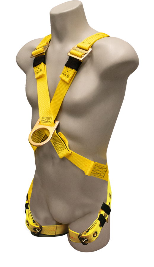 950 Full body harness, single back dorsal d-ring, chest d-ring, tongue buckle legs by FrenchCreek Production Yellow