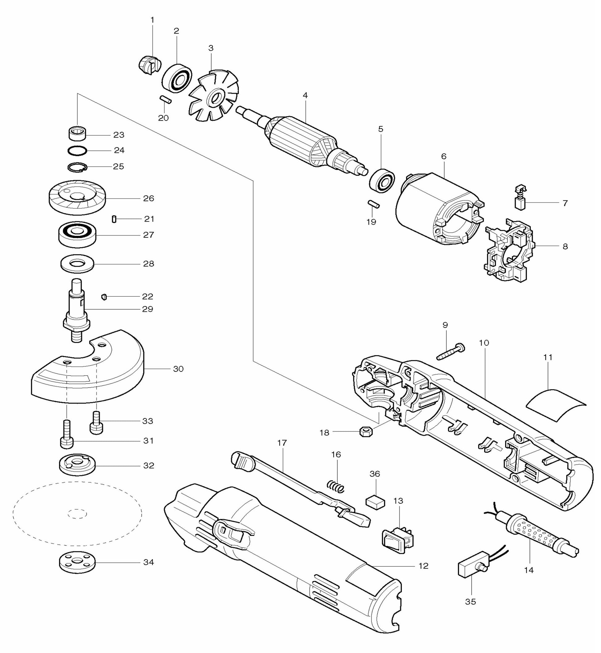 9514B Disc Grinder Assembly Parts