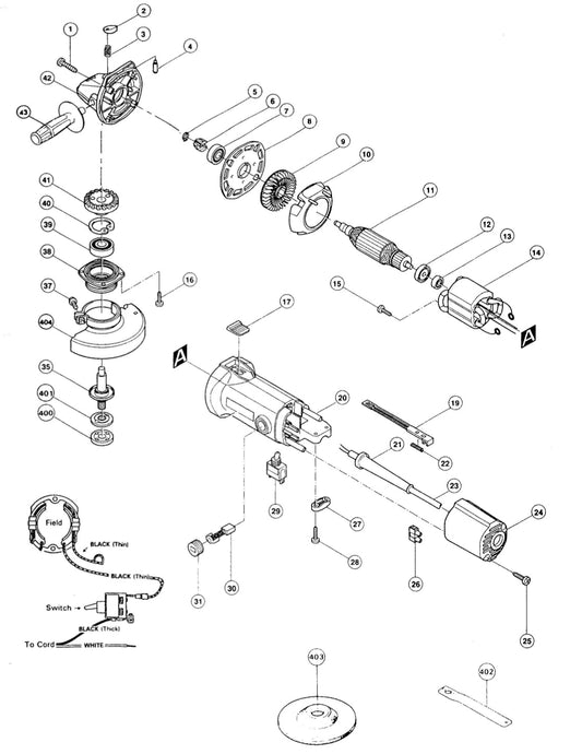 9523NBHK Angle Grinder Assembly Parts
