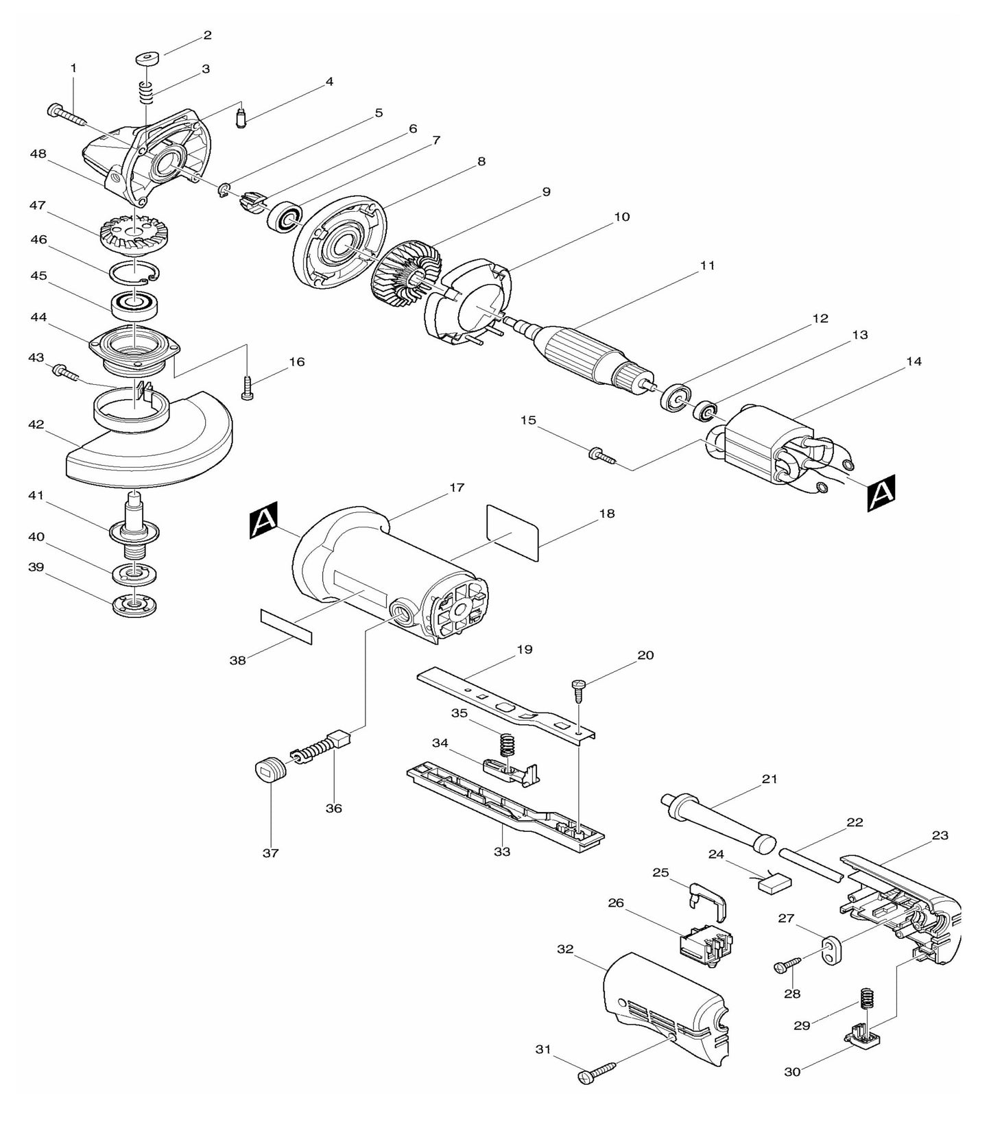 9527PB Grinder Assembly Parts
