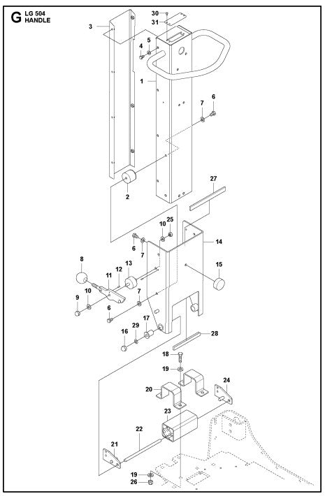Handle Assembly Parts For LG 504 Reversible Plate Compactor By Husqvarna