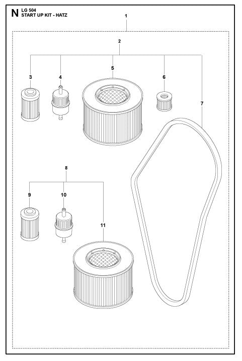 Start Up Kit Assembly Parts For LG 504 Reversible Plate Compactor By Husqvarna