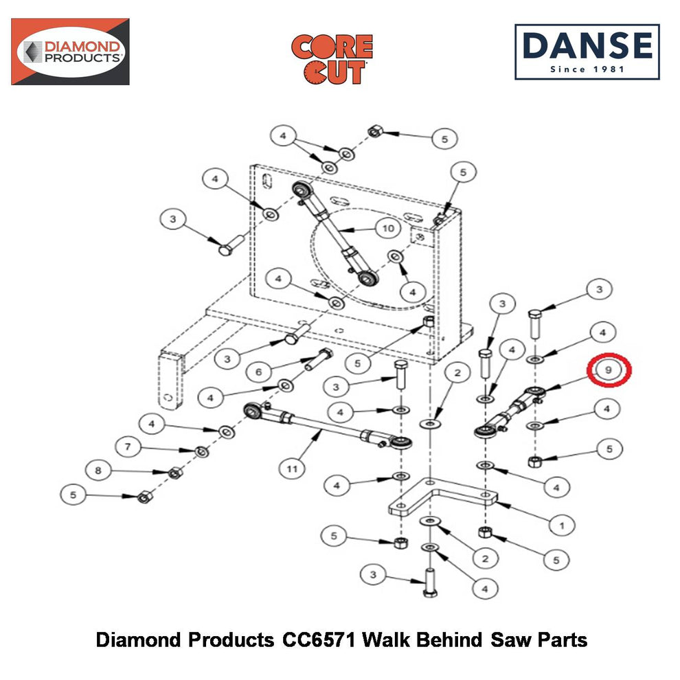 Linkage Assembly 5-1/8" 6010704 Fits Core Cut CC6571 Walk Behind Saw By Diamond Products