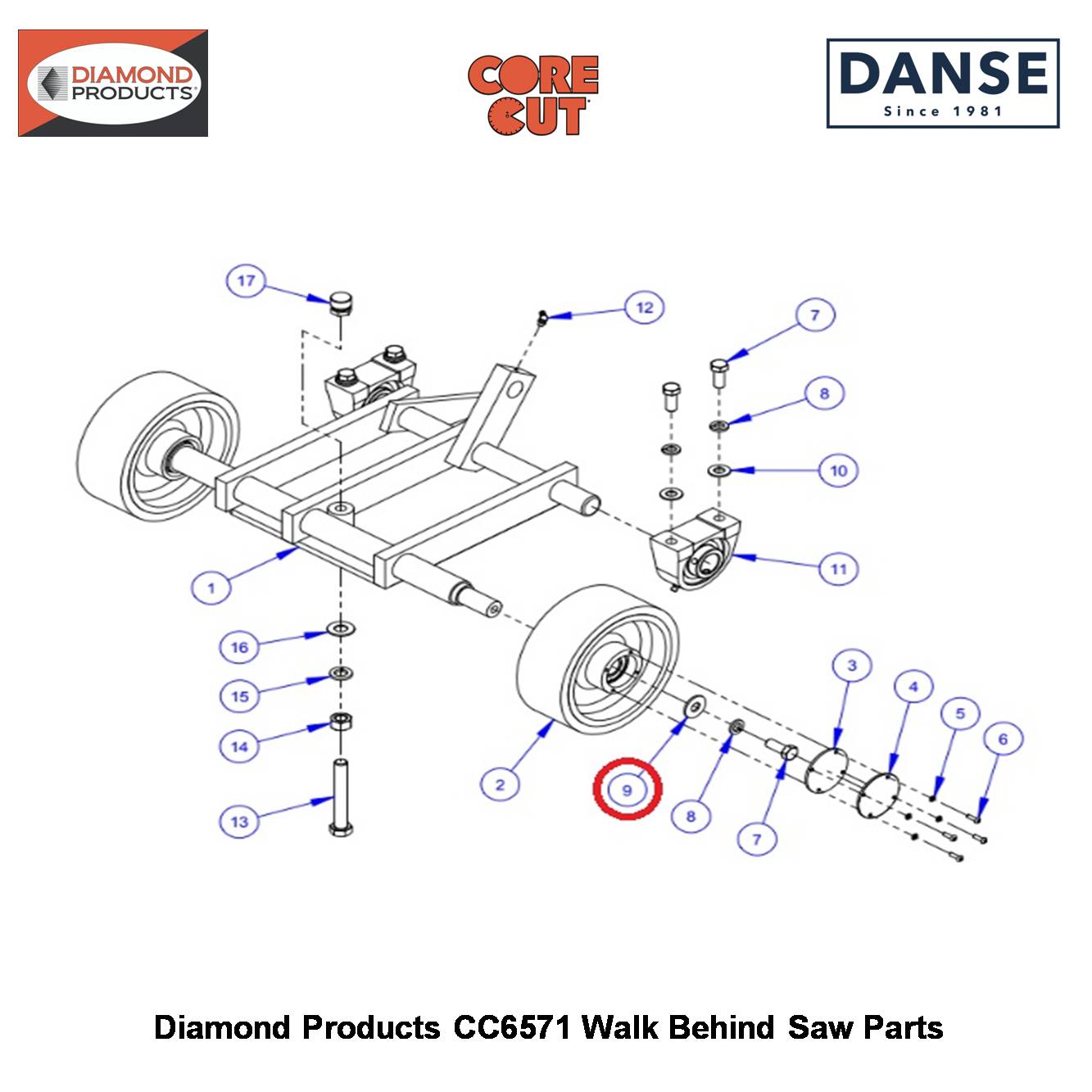 1/2" Flat Washer Uss Zinc (1-3/8"OD) 2900127 Fits Core Cut CC6571 Walk Behind Saw By Diamond Products