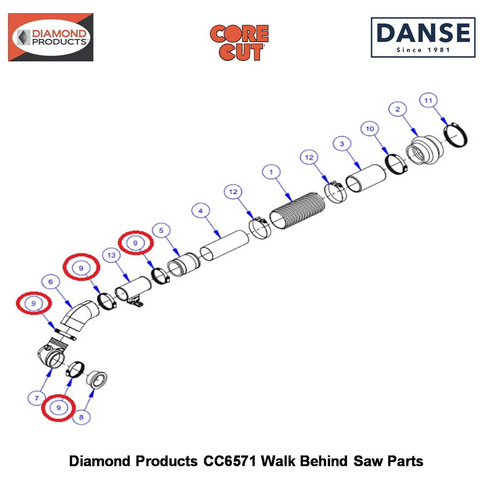 Hose Clamp #40 3200096 Fits Core Cut CC6571 Walk Behind Saw By Diamond Products