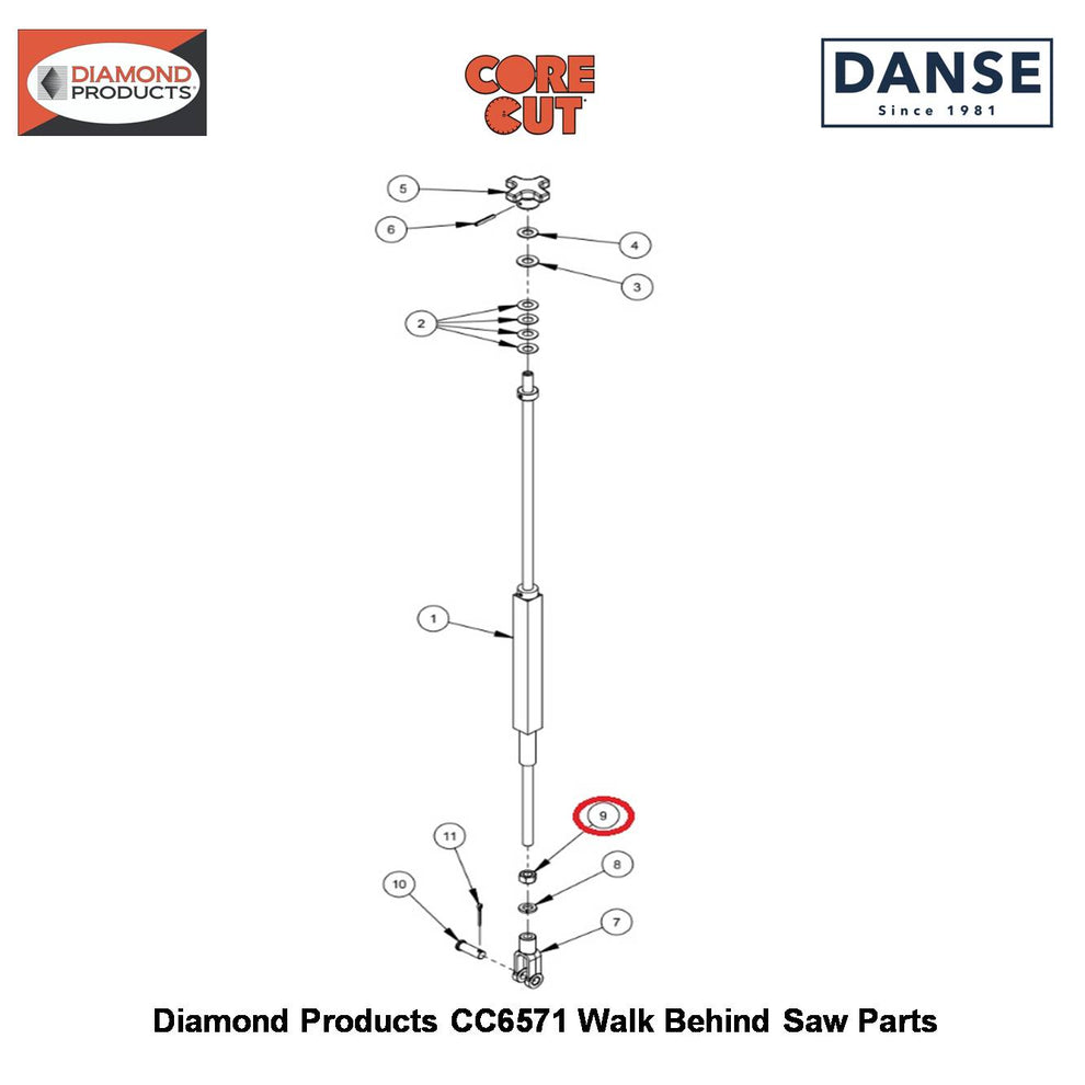 1/2-13 Hex Nut 2900037 Fits Core Cut CC6571 Walk Behind Saw By Diamond Products
