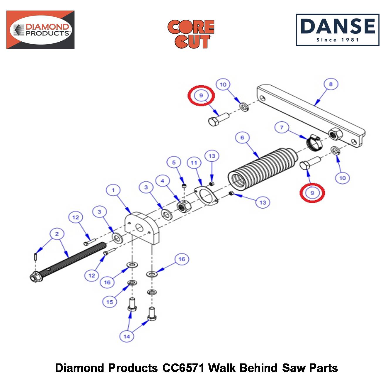 5/8-11X1-3/4 Hex Capscrew 2900147 Fits Core Cut CC6571 Walk Behind Saw By Diamond Products