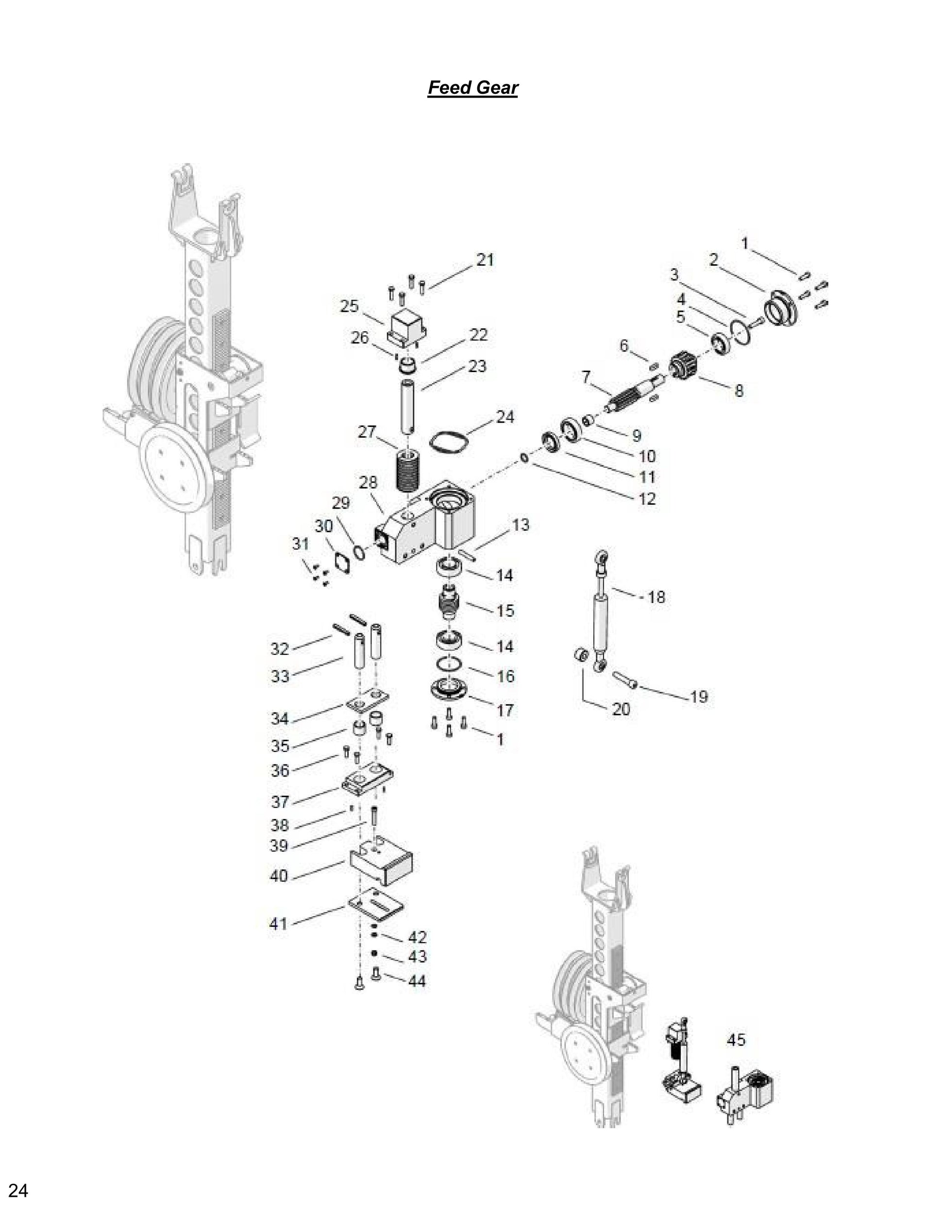 WCU14, WCH17, WCE17 Feed Gear Parts