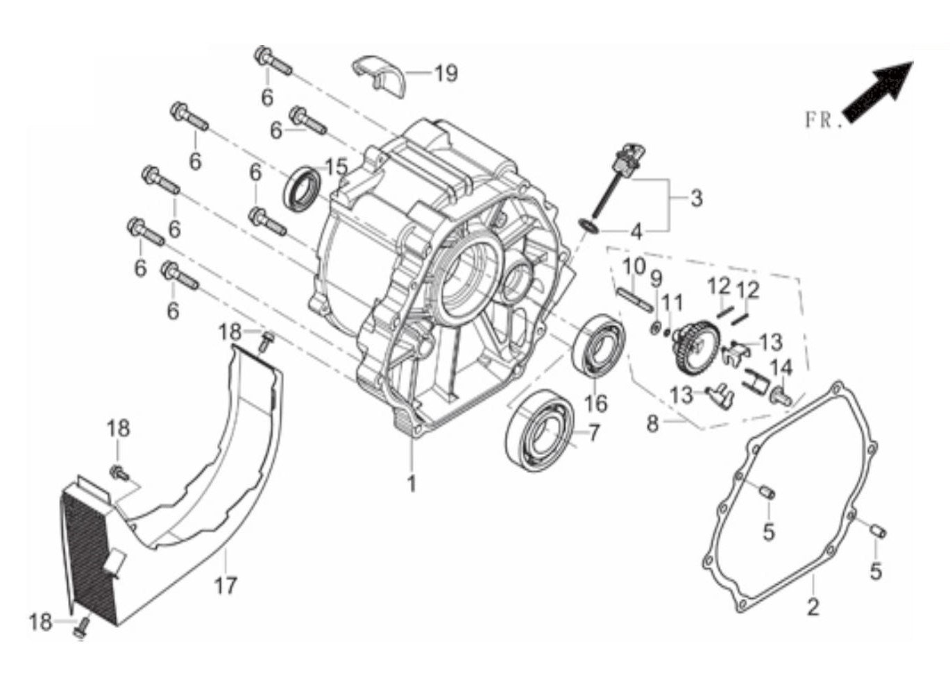 BE9000ER Generator Crankcase Cover Assembly Parts by BE Power Equipment