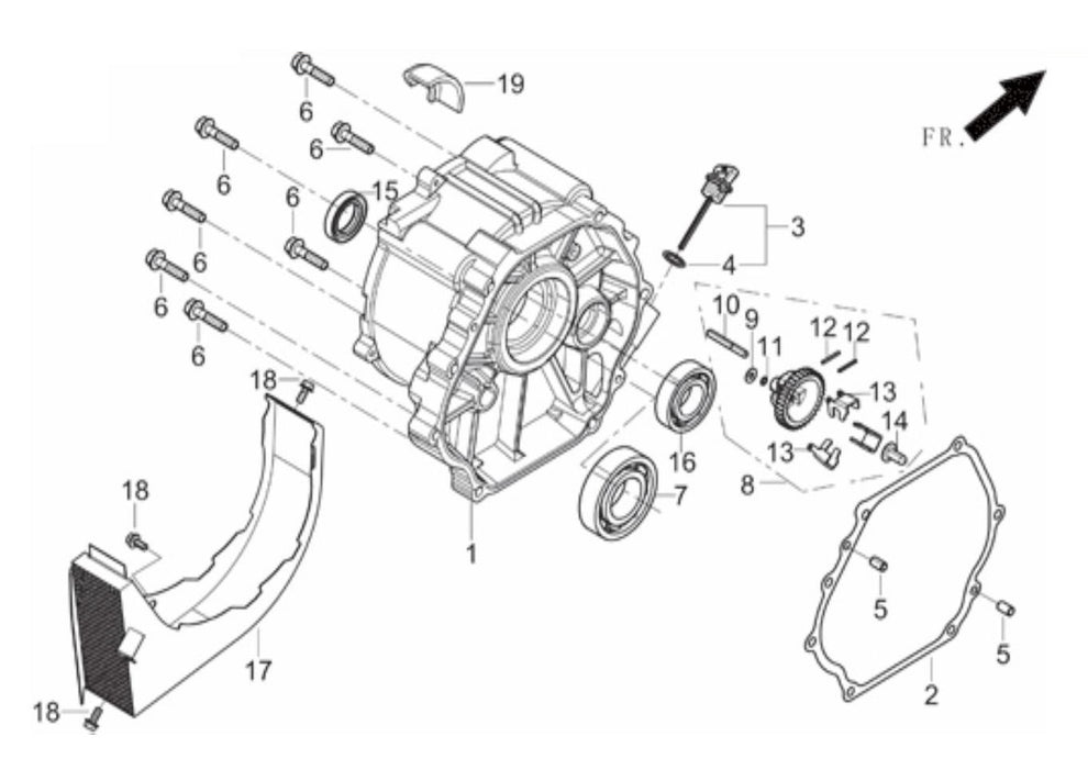 BE9000ER Generator Crankcase Cover Assembly Parts by BE Power Equipment