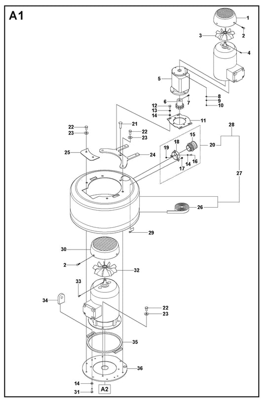 A1 Parts For PG 530,To Machine Number 1208-3,2008-10 By Husqvarna