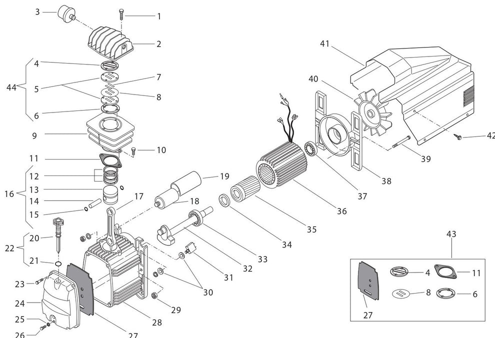 1 A2G246-HC4V / A2G246-HC5H Electric Hand Carry Air Compressor Parts 2 By Jenny Products