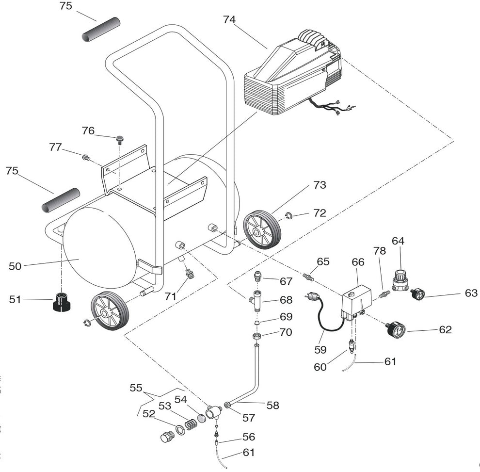 1 A2G246-HC5H Electric Hand Carry Air Compressor Parts 1 By Jenny Products