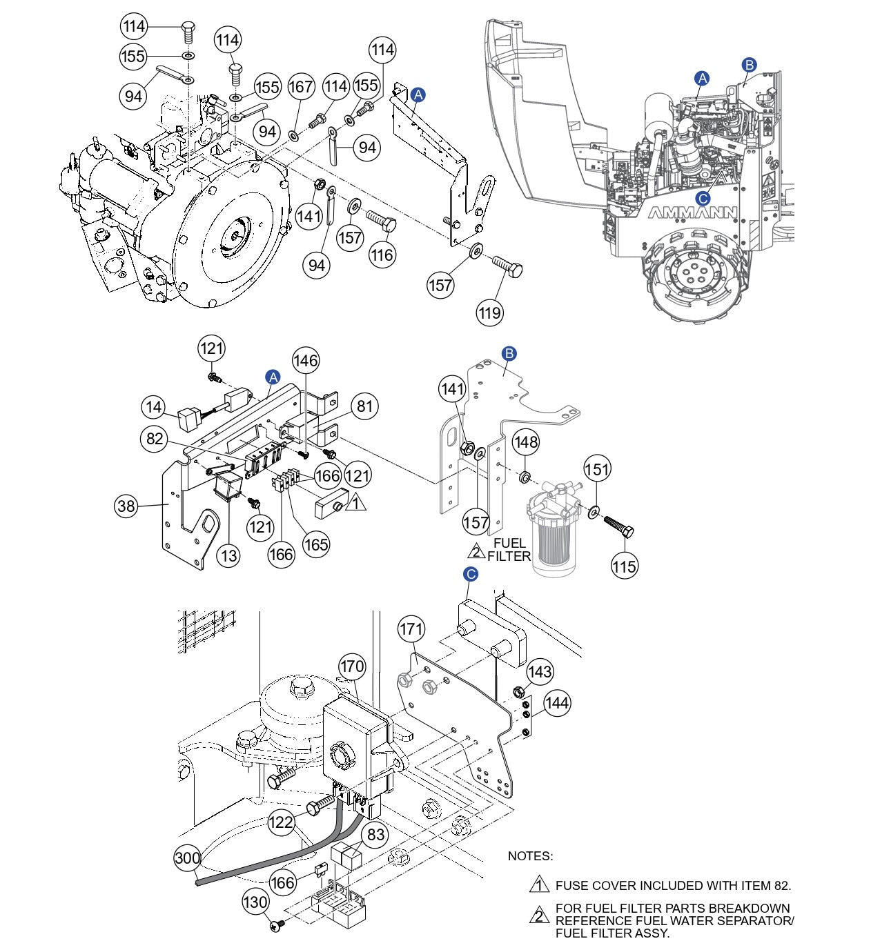 Relays / Fuses And Mounting Assembly Parts for Rammax RX1575 Trench Roller with SN 5572980 and Above By Multiquip