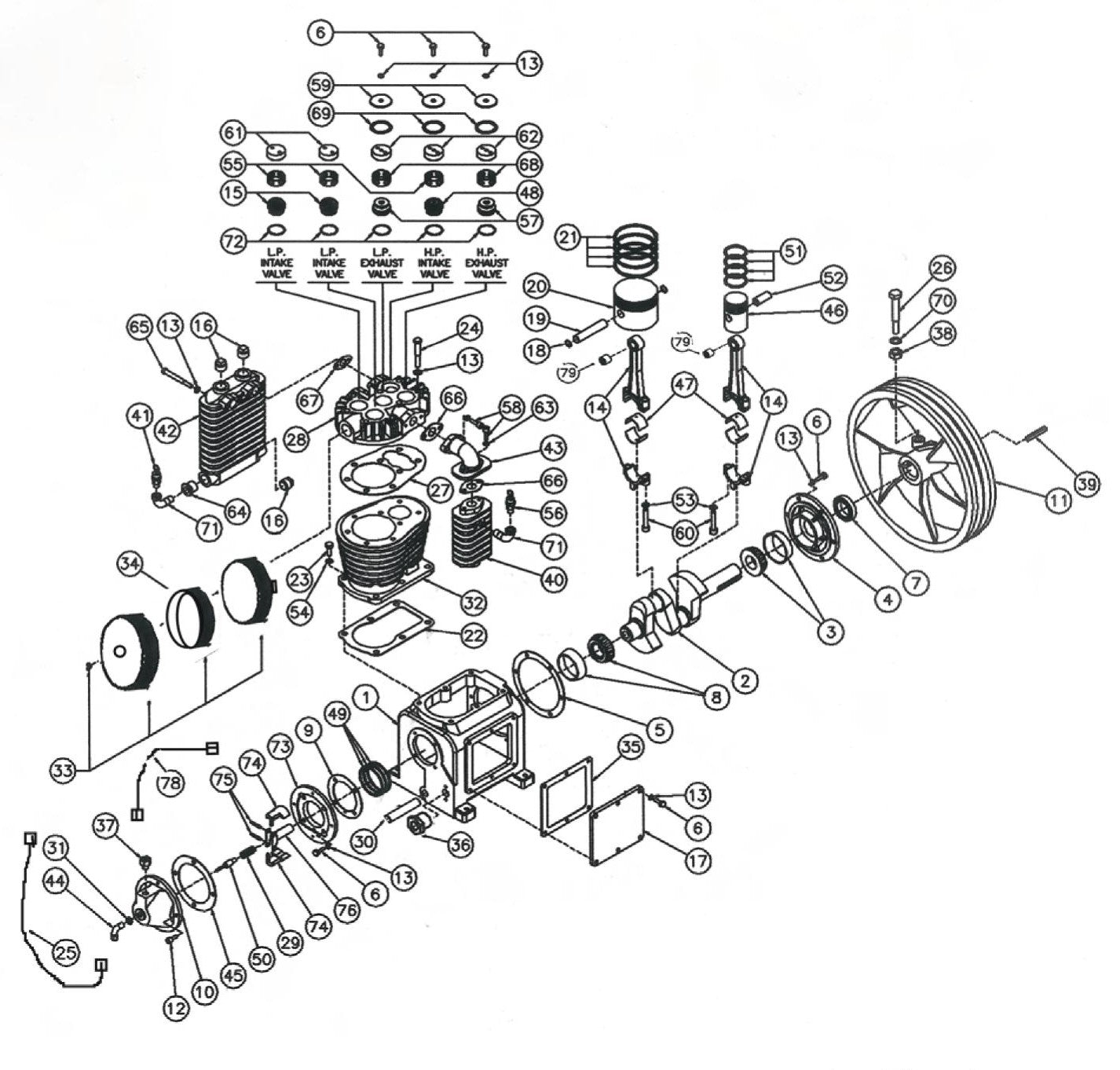 BE AC1080B Air Compressor Assembly Parts by BE Power Equipment