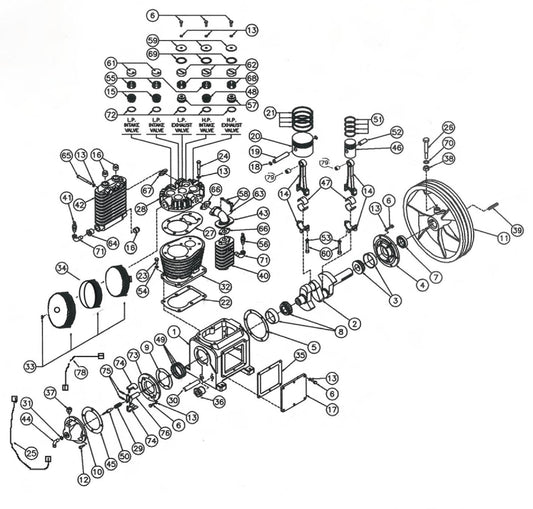 BE AC1080B Air Compressor Assembly Parts by BE Power Equipment