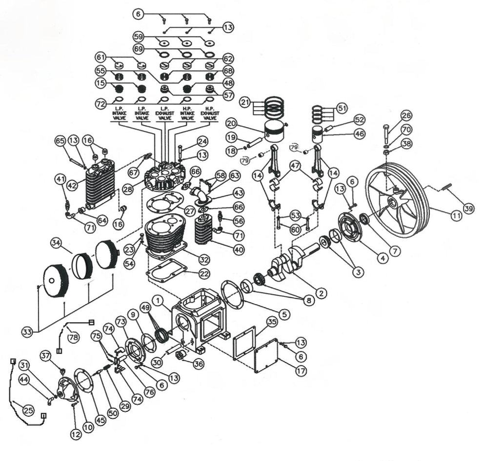 BE AC1080B Air Compressor Assembly Parts by BE Power Equipment