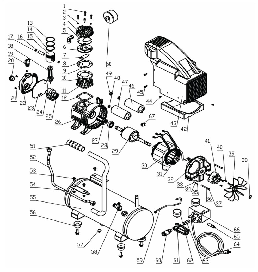 BE AC153 Air Compressor Assembly Parts by BE Power Equipment