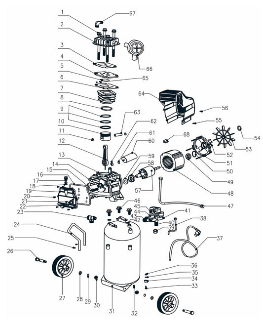BE AC2020 Air Compressor Assembly Parts by BE Power Equipment