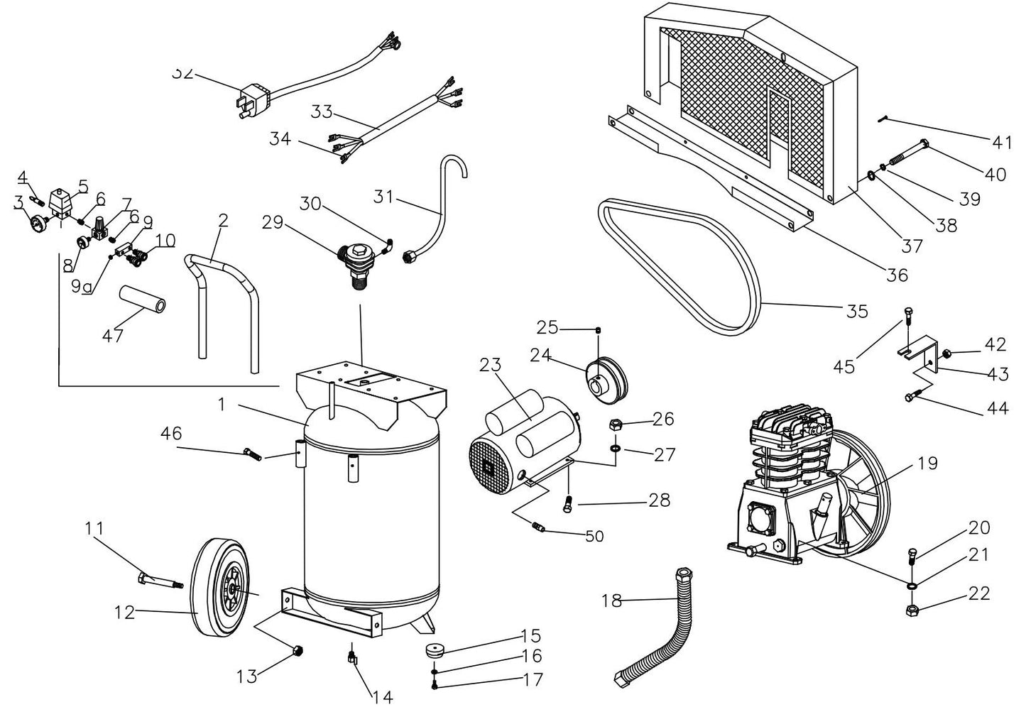 BE AC3230B Air Compressor Assembly Parts by BE Power Equipment