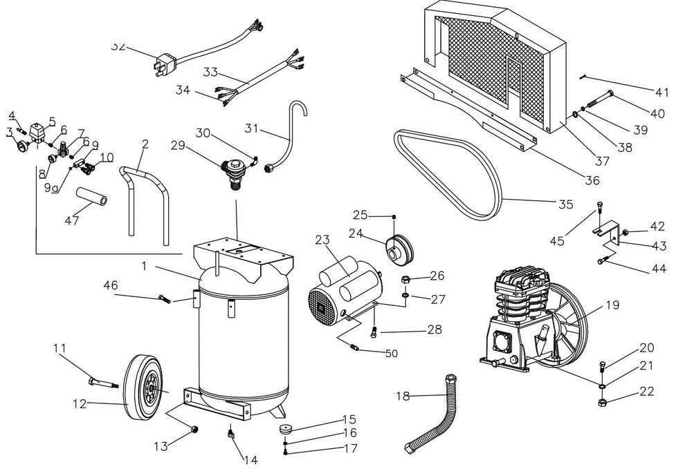BE AC3230B Air Compressor Assembly Parts-2 by BE Power Equipment