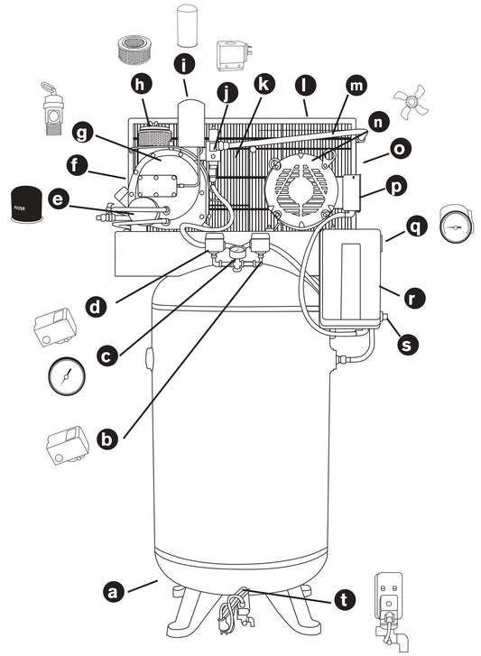 BE AC7580S Air Compressor Assembly Parts by BE Power Equipment