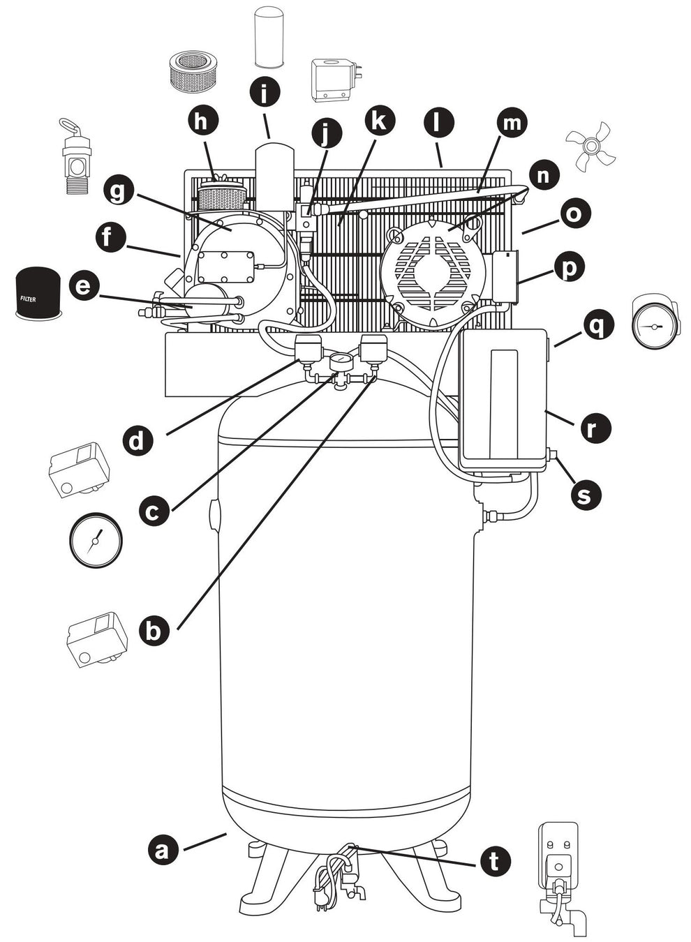 BE AC7580S Air Compressor Assembly Parts by BE Power Equipment