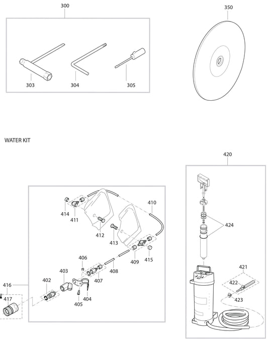 Water Kit Assembly parts for DPC7321 Cutter By Makita