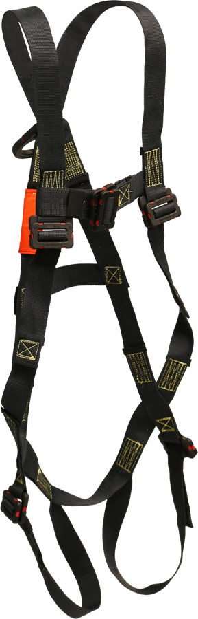 AF630K-DE Full body harness,  single dorsal dielectric d-ring, dielectric Pass-thru buckle legs by FrenchCreek Production Black