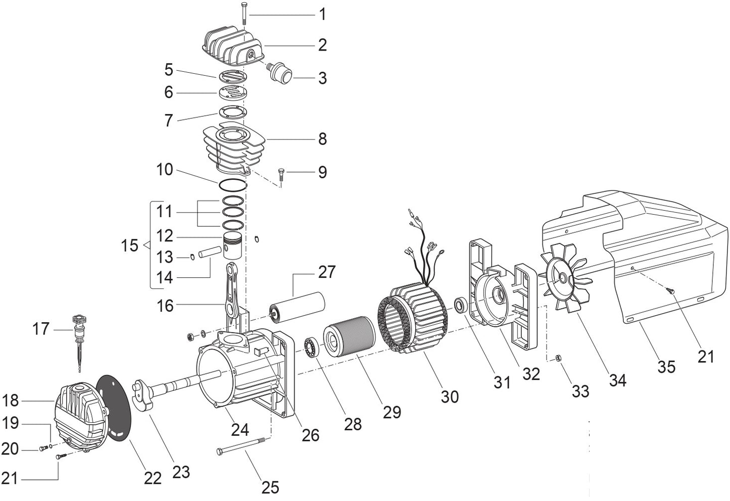 1 AM780-HC2/AM780-HC4H/AM780-HC4V/AM780-HC6V Electric Hand Carry Air Compressor Parts 2 By Jenny Products 