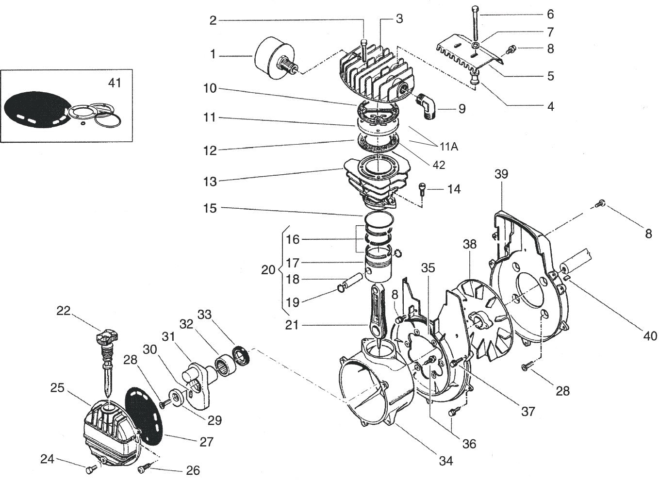 1 AM840-4HG-HC4V Gasoline Hand Carry Air Compressor Part 3 By Jenny Products