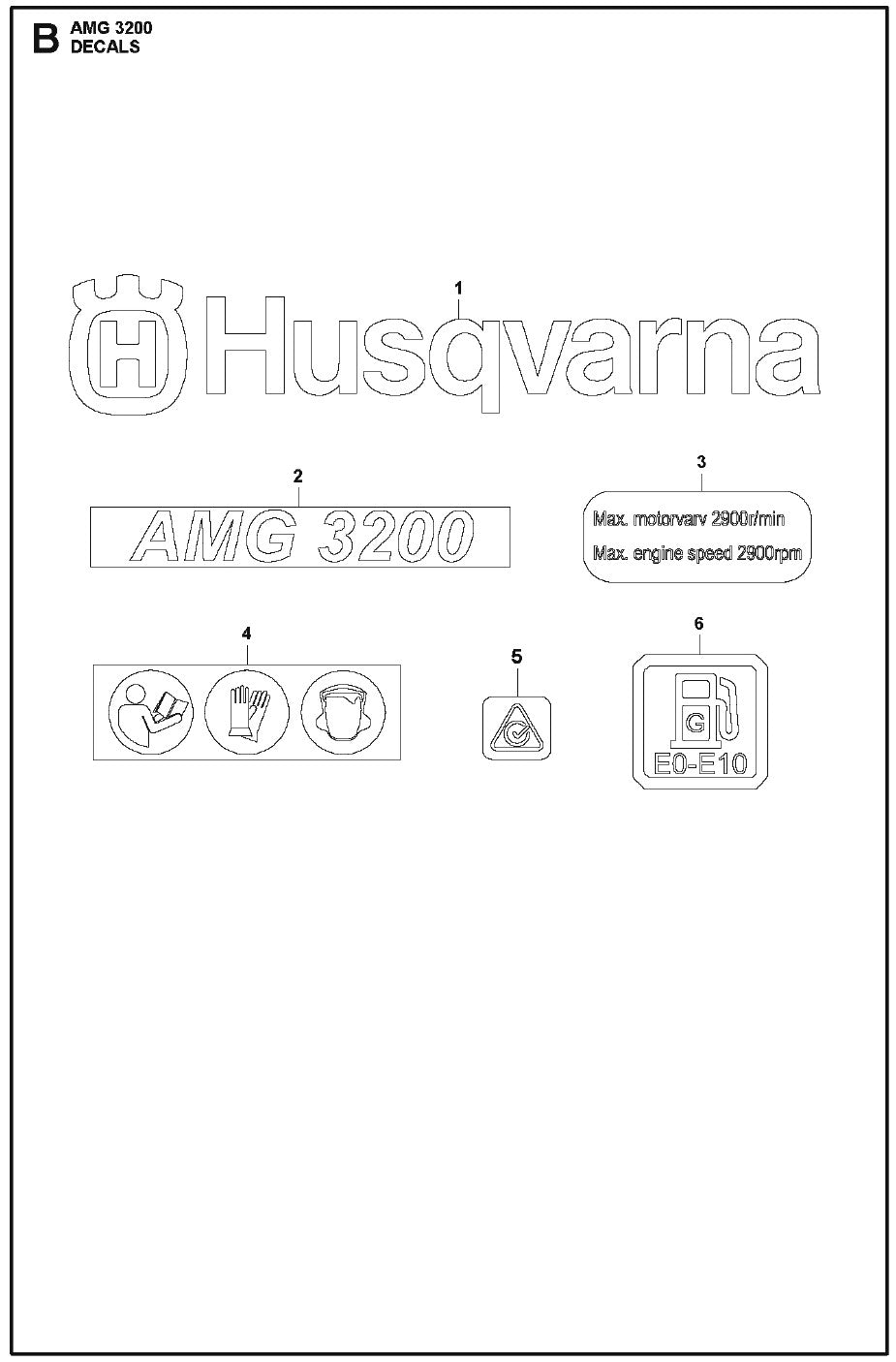 Decals Parts For AMG 3200 By Husqvarna